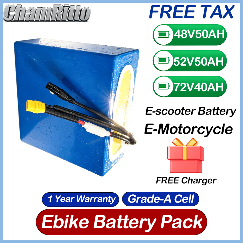 72V 50Ah 21700 Lithium Battery - Batterie de vélo électrique 48V 52V