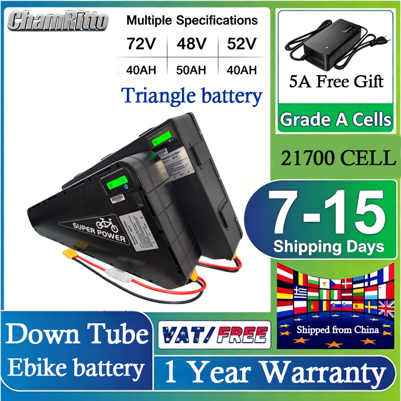 72V 50Ah 21700 Lithium Battery - Batterie triangulaire pour vélo électrique 72V