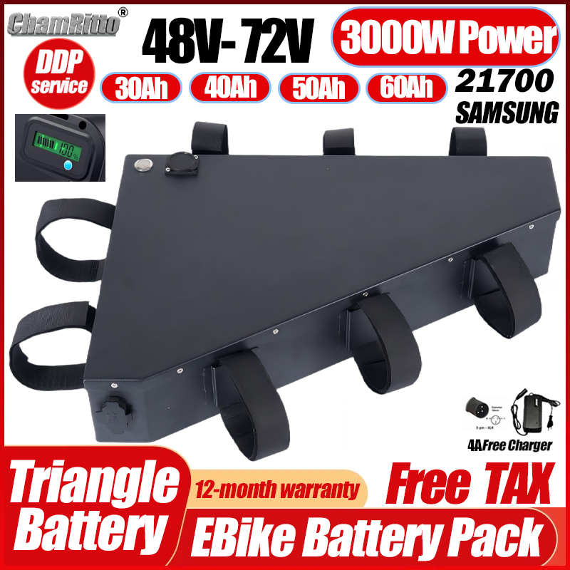 72V 50Ah 21700 Lithium Battery - Vélo électrique 36v 48v 52v 2000w